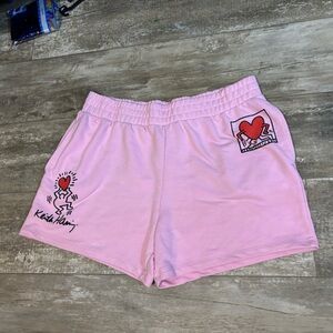 Keith Haring Pink Graphic Athletic Lounge Shorts size xl